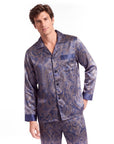 Men’s Silk-Like Pajama Set – Luxurious Paisley Pattern Sleepwear