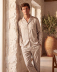 Men’s Long-Sleeve Pajama Set – Two-Piece Plaid Loungewear