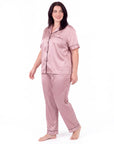 Sleepwear Set for Plus Size Women – Fashionable Tops and Long Pants Homewear