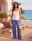 Women's Satin Wide-Leg Pants – Elastic High Waist with Draped Silhouette