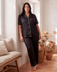 Sleepwear Set for Plus Size Women – Fashionable Tops and Long Pants Homewear