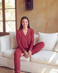 Women’s Bamboo Pajama Set – Long Sleeve Button Down Top with Full Length Pants
