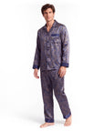 Men’s Silk-Like Pajama Set – Luxurious Paisley Pattern Sleepwear