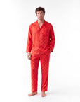 Men’s Long-Sleeve Pajama Set – Two-Piece Plaid Loungewear