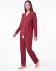 Women’s Bamboo Pajama Set – Long Sleeve Button Down Top with Full Length Pants