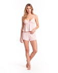 Women’s Lace Trim Pajama Set – Embroidered Camisole Top with Shorts