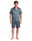 Men’s Silk-Like Pajama Set – Luxurious Paisley Pattern Sleepwear
