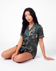 Elegant Butterfly Print Silk Pajama Set – Luxury Women's Sleepwear