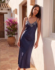 Arabella Silk Maxi Nightgown – Elegant Lace Trim Sleepwear for Women