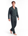 Men’s Long-Sleeve Pajama Set – Two-Piece Plaid Loungewear