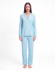 Women’s Bamboo Pajama Set – Long Sleeve Button Down Top with Full Length Pants