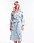 Luxury Cherry Silk Floral Robe – Soft Lightweight Long Sleeve Robe for Women