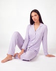 Women’s Bamboo Pajama Set – Long Sleeve Button Down Top with Full Length Pants