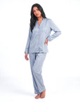 Women’s Pajama Set – Long Sleeve and Full-Length Trousers with Turn-Down Collar