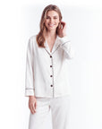 Silk Pajama Set – Long Sleeve Peter Pan Collar Top & Relaxed Pants