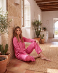 Silk Pajama Set for Women – Soft, Breathable, Luxury Sleepwear with Long Sleeves & Pants