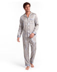 Men’s Silk-Like Pajama Set – Luxurious Paisley Pattern Sleepwear