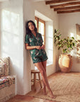 Elegant Butterfly Print Silk Pajama Set – Luxury Women's Sleepwear