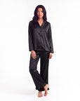 Soft Satin Pajamas Set for Women – 2-Piece Long Sleeve Sleepwear & Elegant Button Loungewear