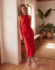 Elegant Sleeveless Midi Dress for Women – Chic Summer Fashion in Solid Color