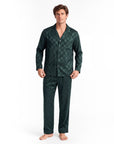 Men’s Long-Sleeve Pajama Set – Two-Piece Plaid Loungewear