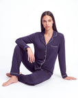 Women’s Bamboo Pajama Set – Long Sleeve Button Down Top with Full Length Pants