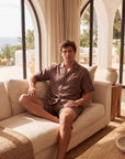Men’s Pajama Set – Short Sleeve Loose Fit Sleepwear & Homewear Suit