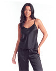 Women's Pajama Set – V-Neck Halter Top with Wide-Leg Pants