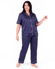 Sleepwear Set for Plus Size Women – Fashionable Tops and Long Pants Homewear