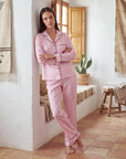 Women's Satin Silk Pajama Set – Soft, Lightweight Sleepwear with Long Sleeve Top & Pants - Silken & Dreams