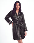 Women's Solid-Tone Minimalist Robe – Relaxed Fit Plush Loungewear