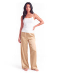Women's Satin Wide-Leg Pants – Elastic High Waist with Draped Silhouette