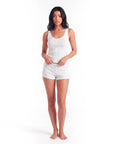 Women’s Square Neck Tank Top and Shorts Set – Sleeveless Top with Low-Waist Elastic Shorts