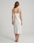 100% Mulberry Silk Evening Gown – Elegant Bow Design, Soft & Luxurious Formal Dress