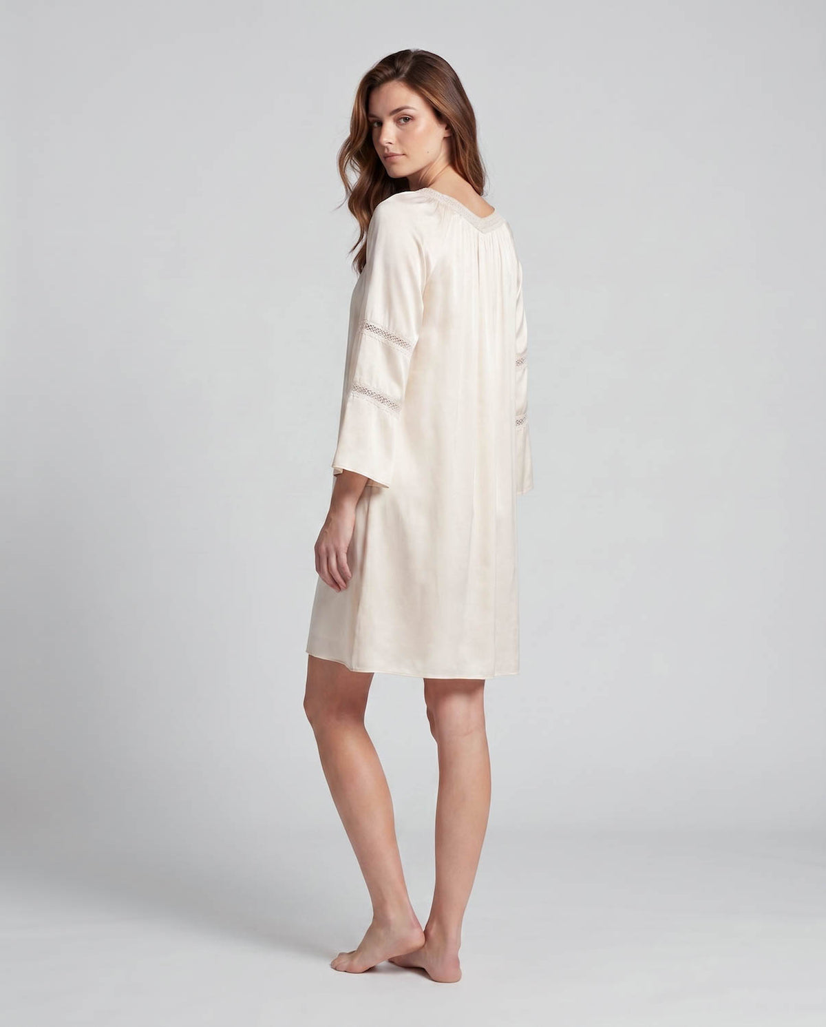100% Mulberry Silk Lace Pleated Nightdress – Elegant Luxury Sleepwear for Women