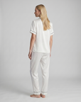 100% Mulberry Silk Pajama Set – Short Sleeve Button Top & Long Pants