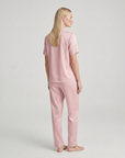 100% Mulberry Silk Pajama Set – Short Sleeve Button Top & Long Pants