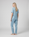 100% Mulberry Silk Pajama Set – Short Sleeve Button Top & Long Pants