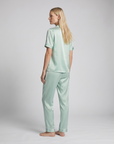 100% Mulberry Silk Pajama Set – Short Sleeve Button Top & Long Pants