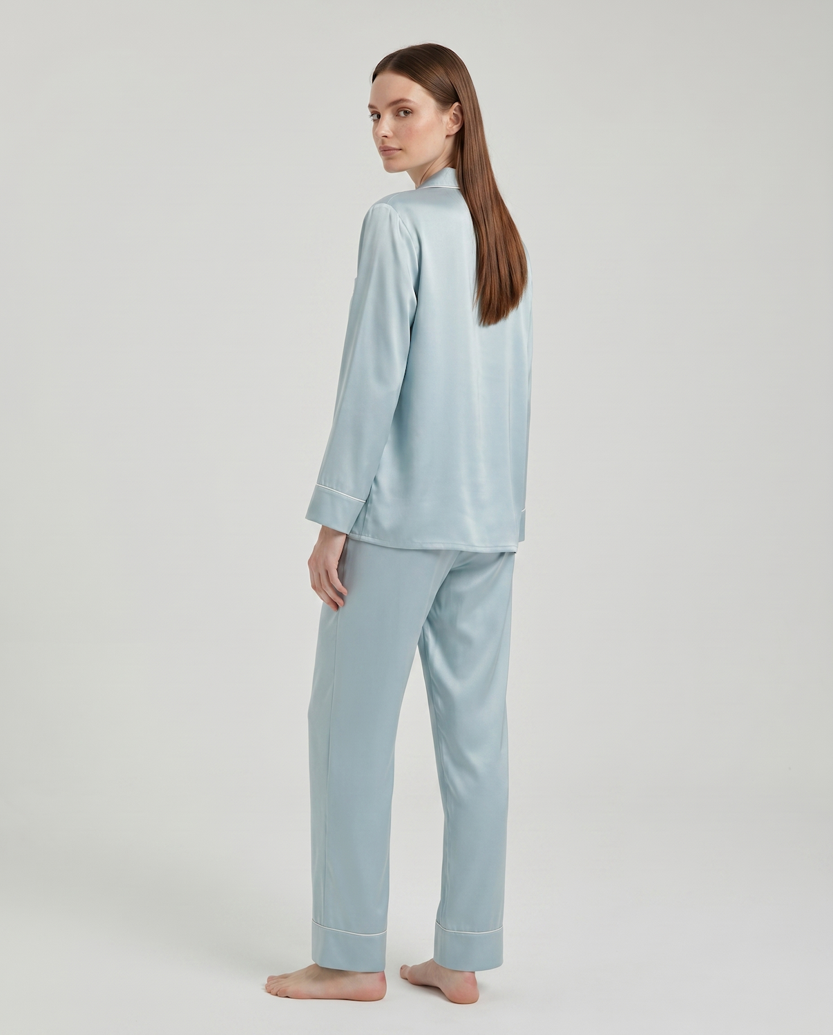 100% Mulberry Silk Pajama Set for Women – Long Sleeve & Pants | Soft, Breathable Loungewear