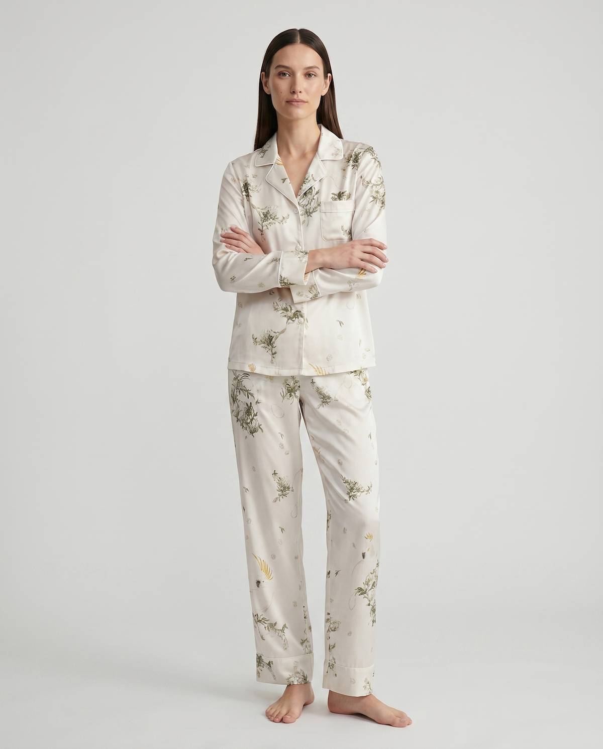 100% Mulberry Silk Pajama Set for Women – Long Sleeve & Pants | Soft, Breathable Loungewear