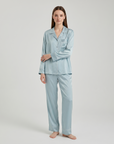 100% Mulberry Silk Pajama Set for Women – Long Sleeve & Pants | Soft, Breathable Loungewear