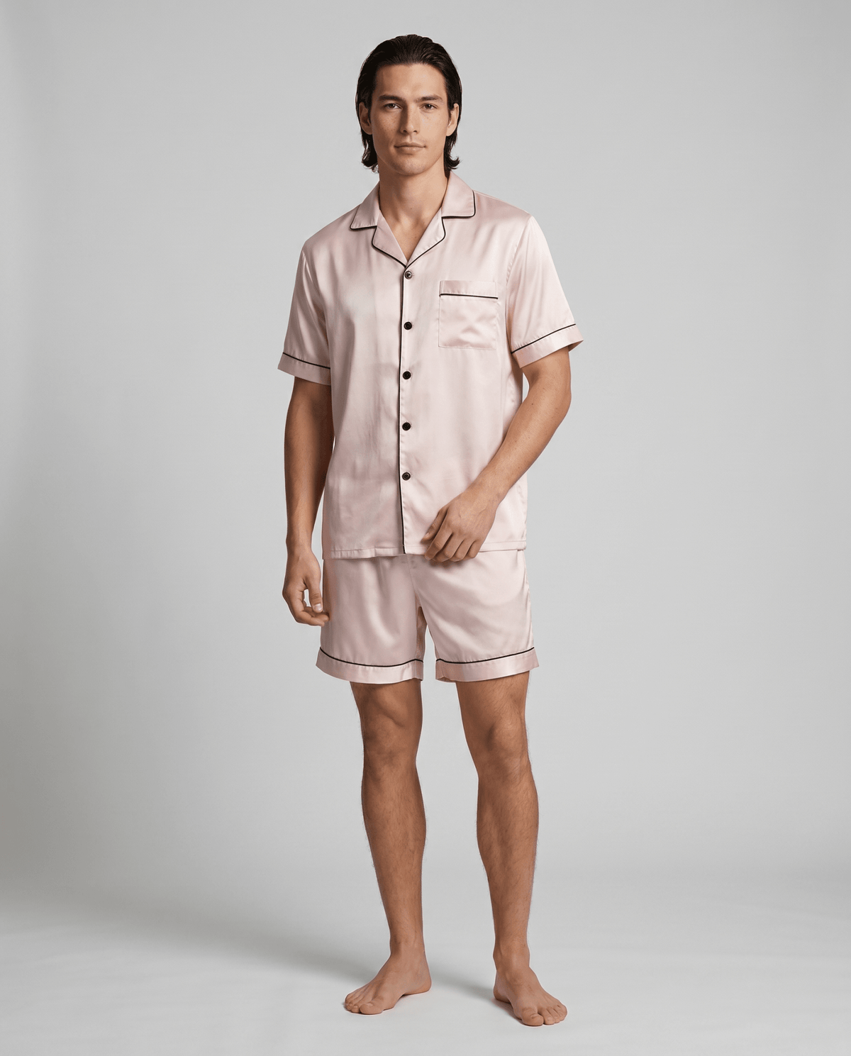 100% Mulberry Silk Pajamas for Couples – Short-Sleeved Sleepwear for Men