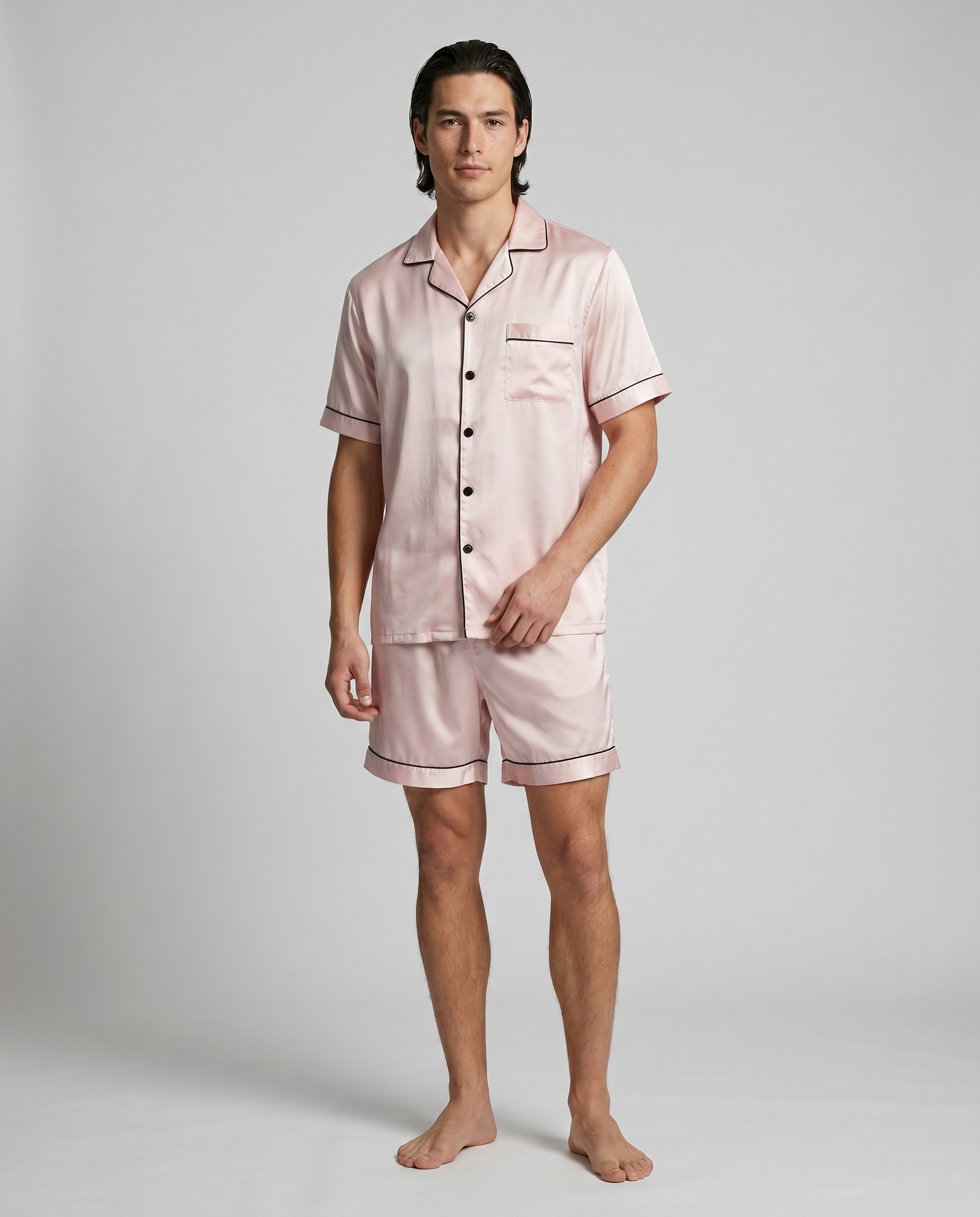 100% Mulberry Silk Pajamas for Couples – Short-Sleeved Sleepwear for Men