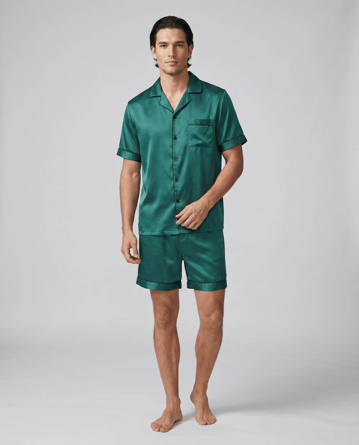 100% Mulberry Silk Pajamas for Couples – Short-Sleeved Sleepwear for Men