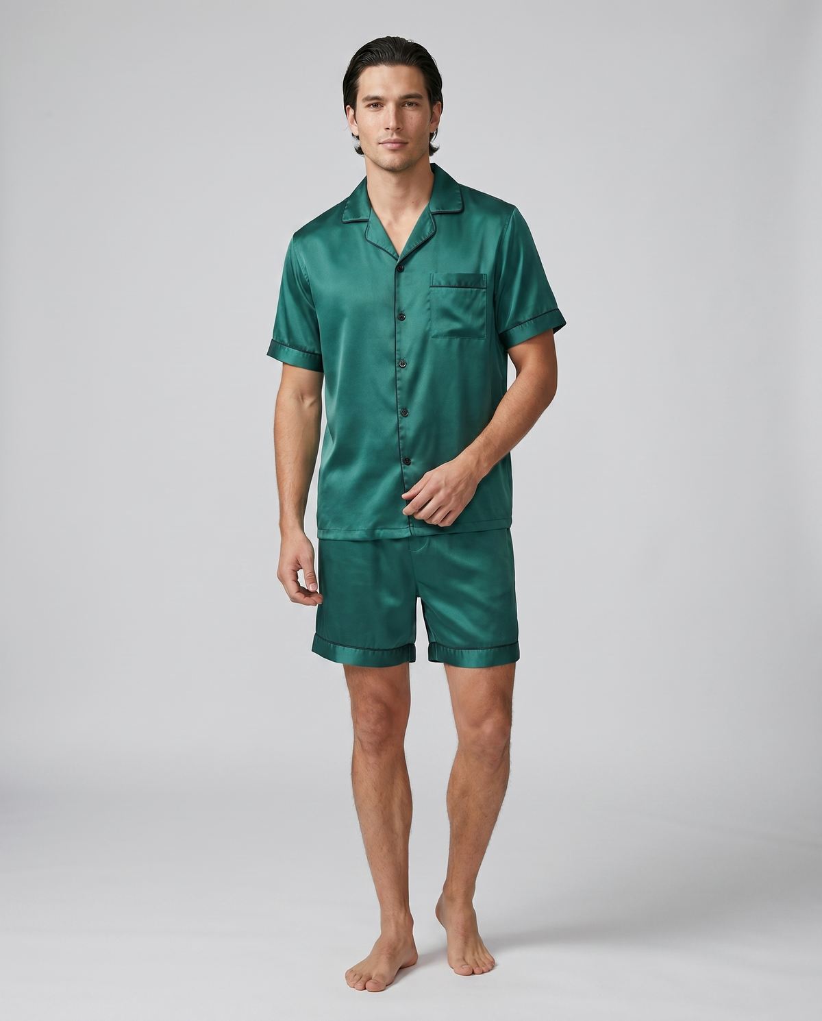 100% Mulberry Silk Pajamas for Couples – Short-Sleeved Sleepwear for Men
