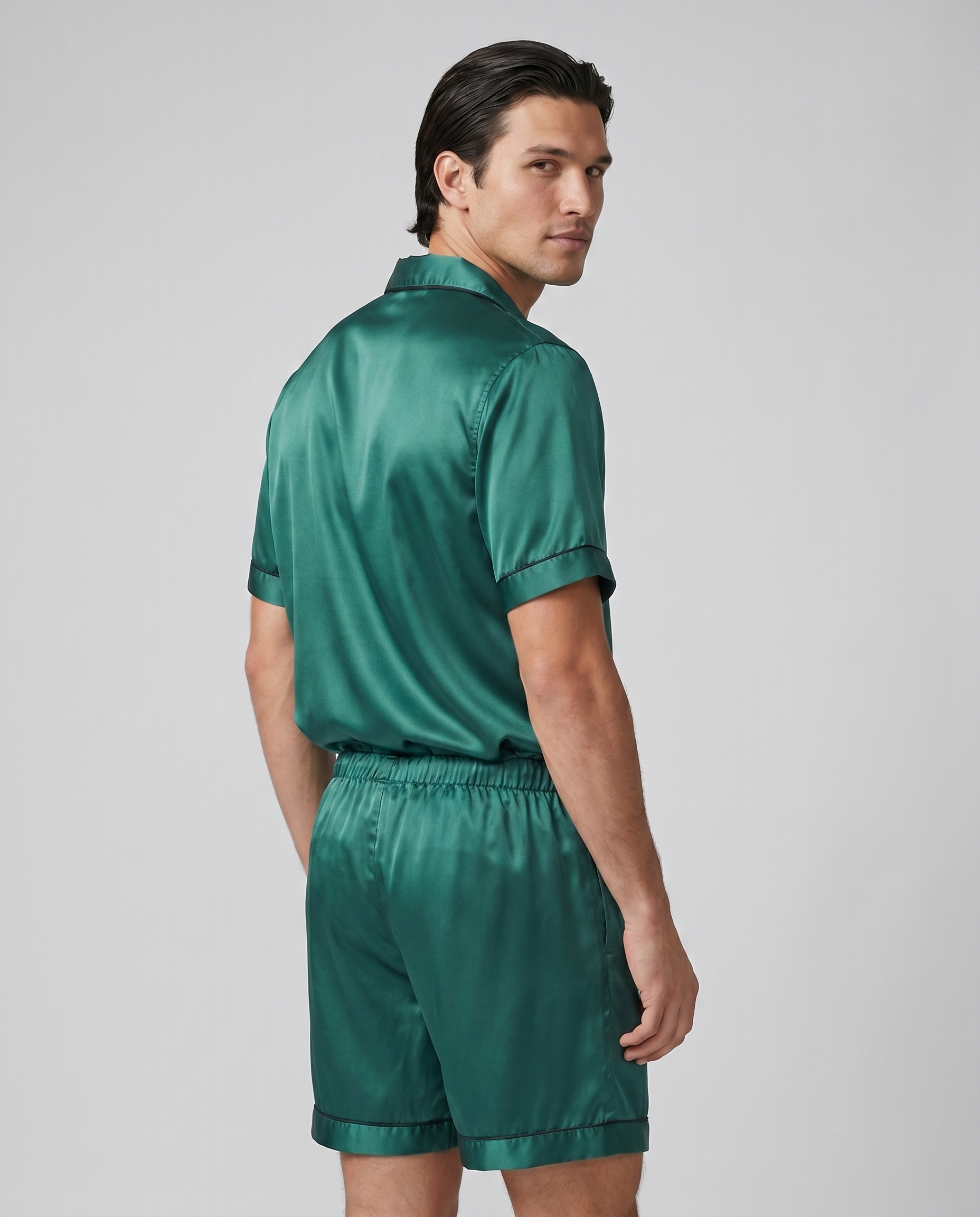 100% Mulberry Silk Pajamas for Couples – Short-Sleeved Sleepwear for Men