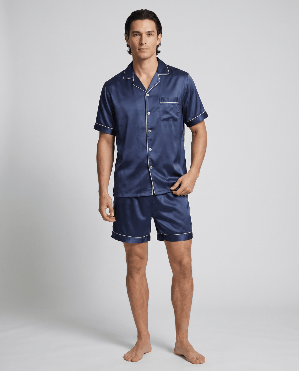 100% Mulberry Silk Pajamas for Couples – Short-Sleeved Sleepwear for Men