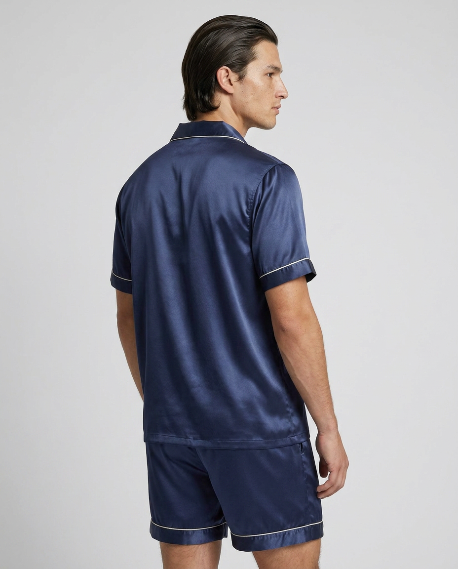 100% Mulberry Silk Pajamas for Couples – Short-Sleeved Sleepwear for Men