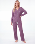 Women’s Bamboo Pajama Set – Long Sleeve Button Down Top with Full Length Pants